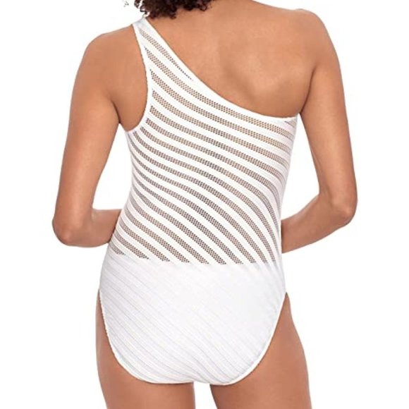 Lauren Ralph Lauren Ottoman Mesh One Shoulder One-Piece Size 14 - Picture 14 of 14
